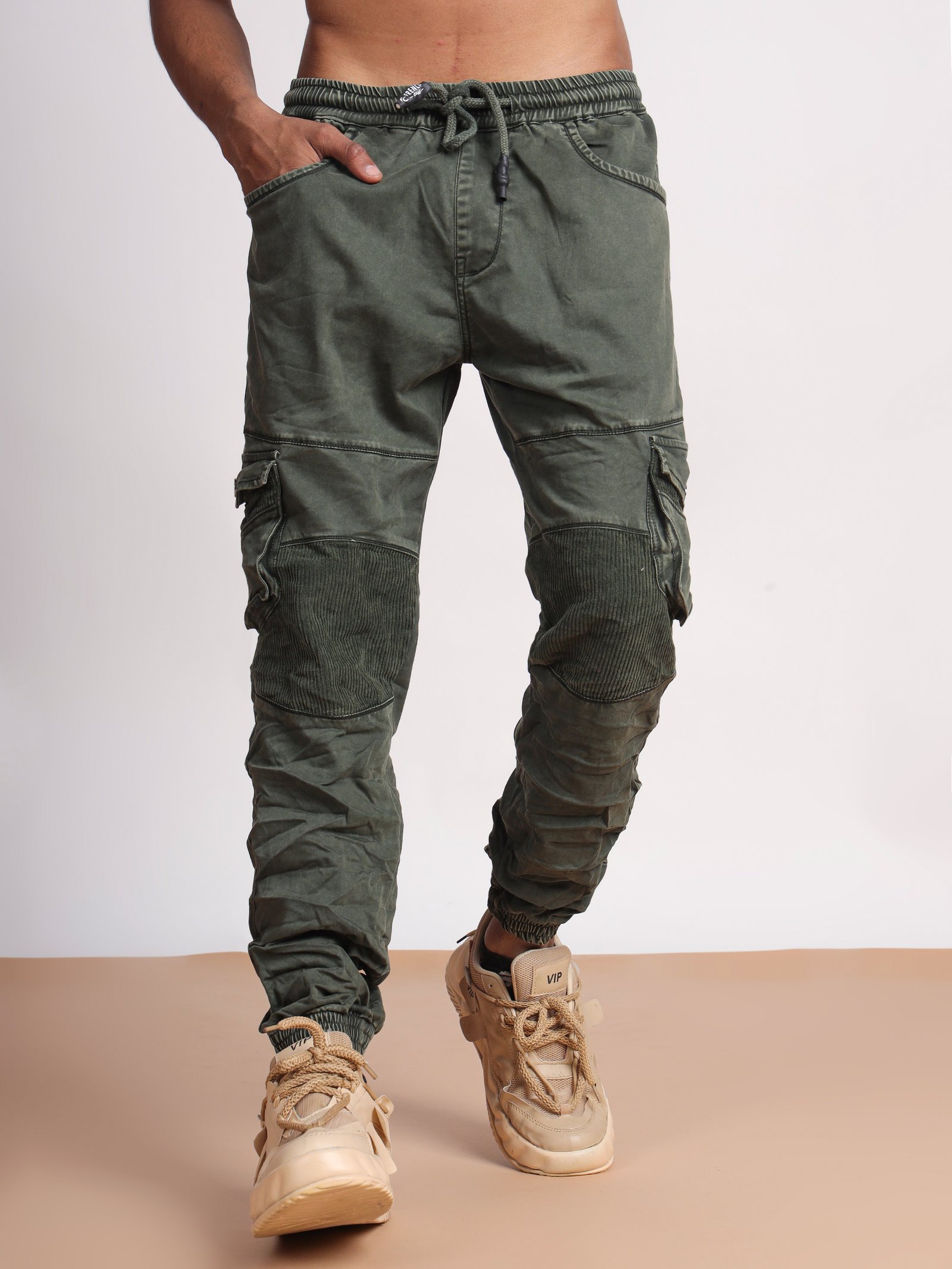 French Cliff army green cargo jogger