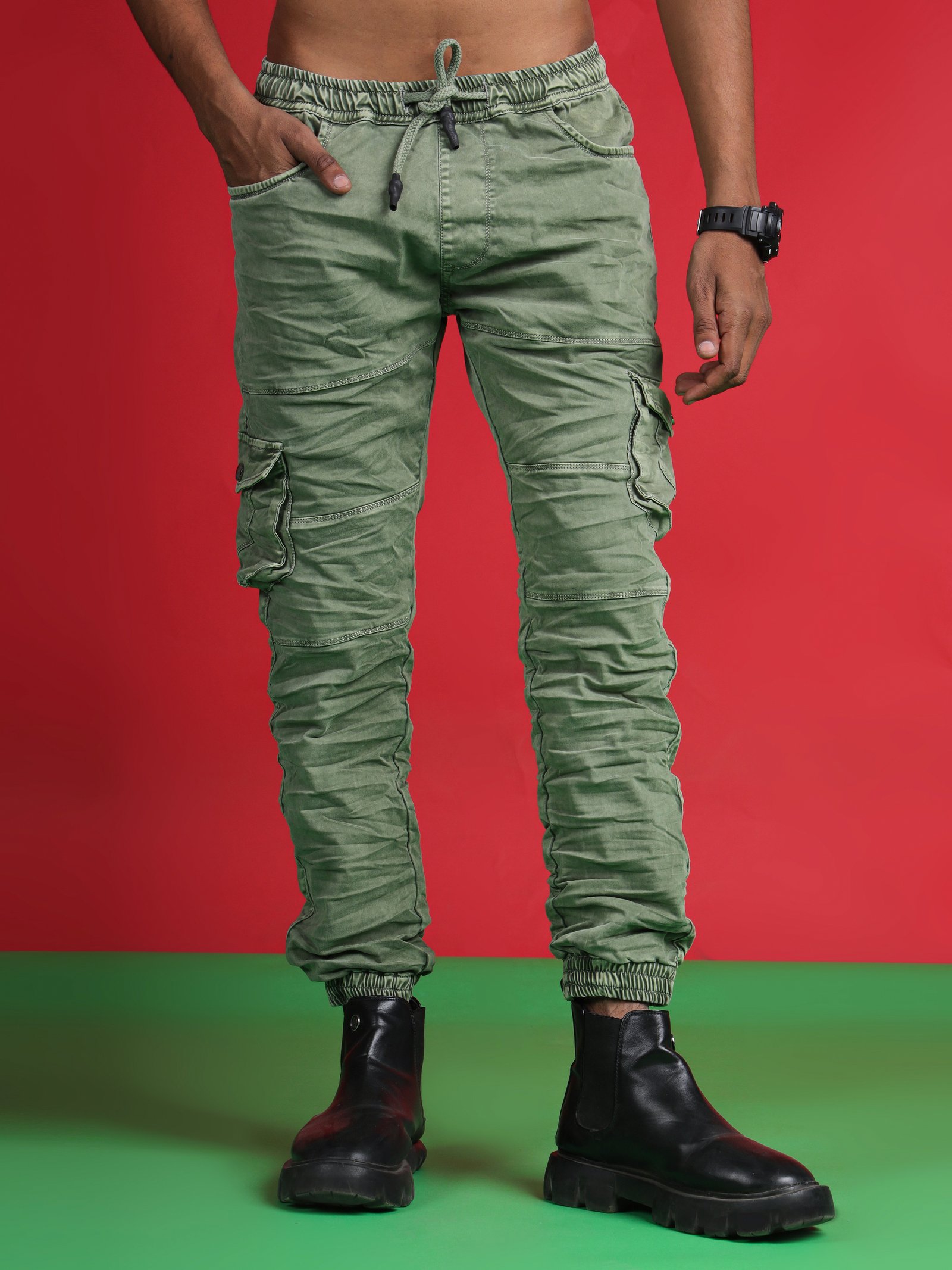 French Cliff olive cargo jogger