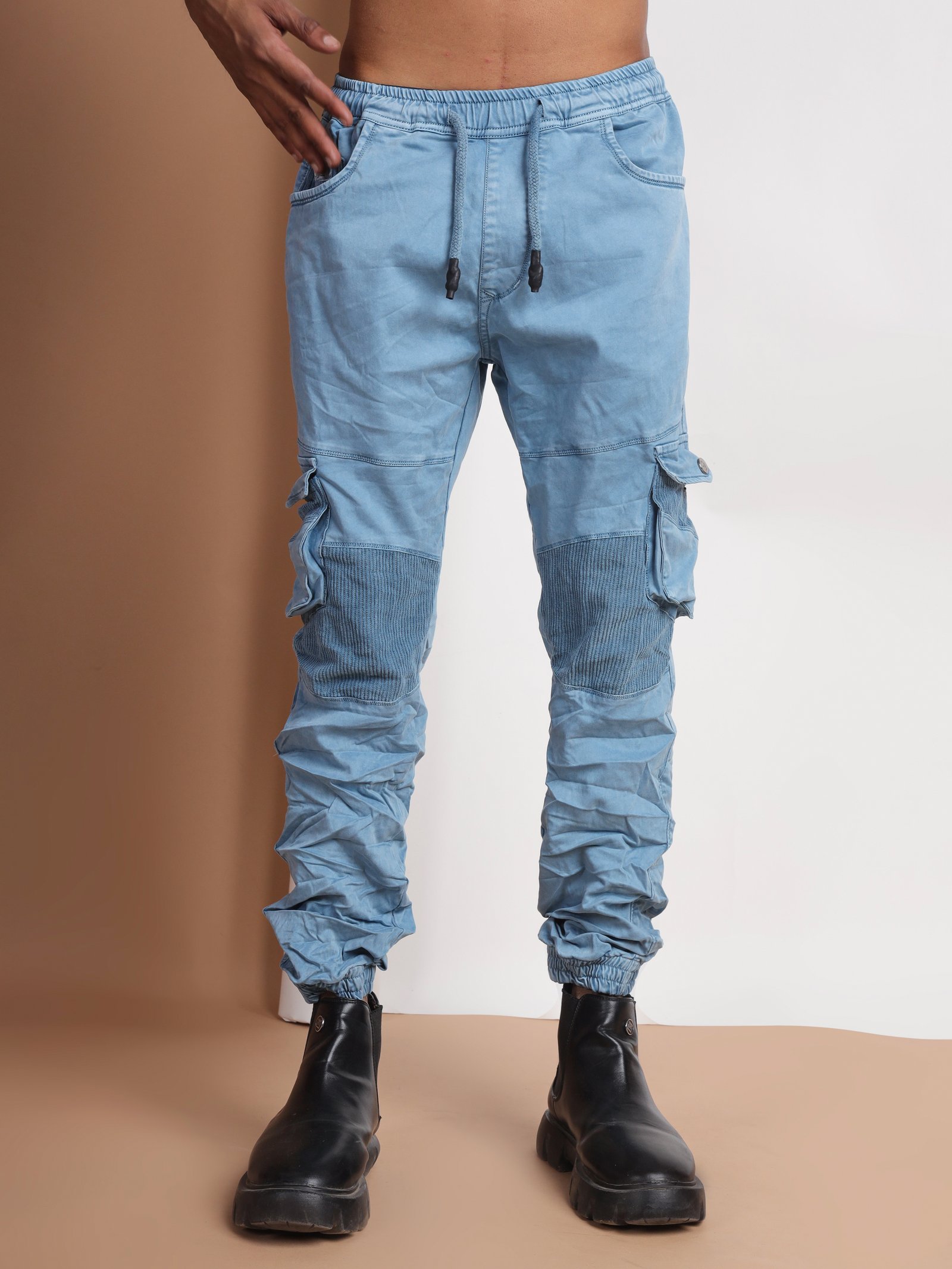 French Cliff sky blue cargo jogger urban edit