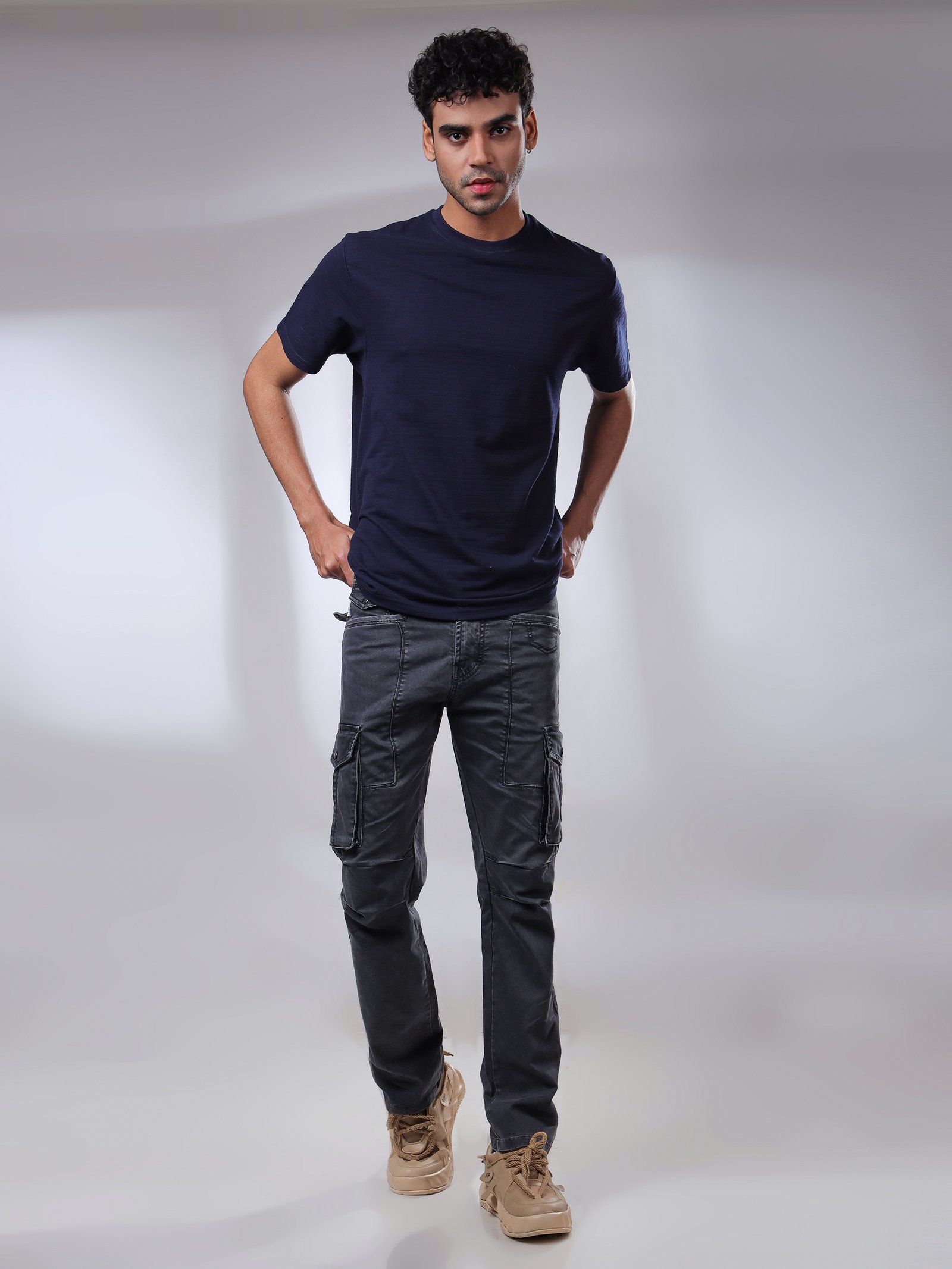 French Cliff charcoal cargo jogger full-body shot